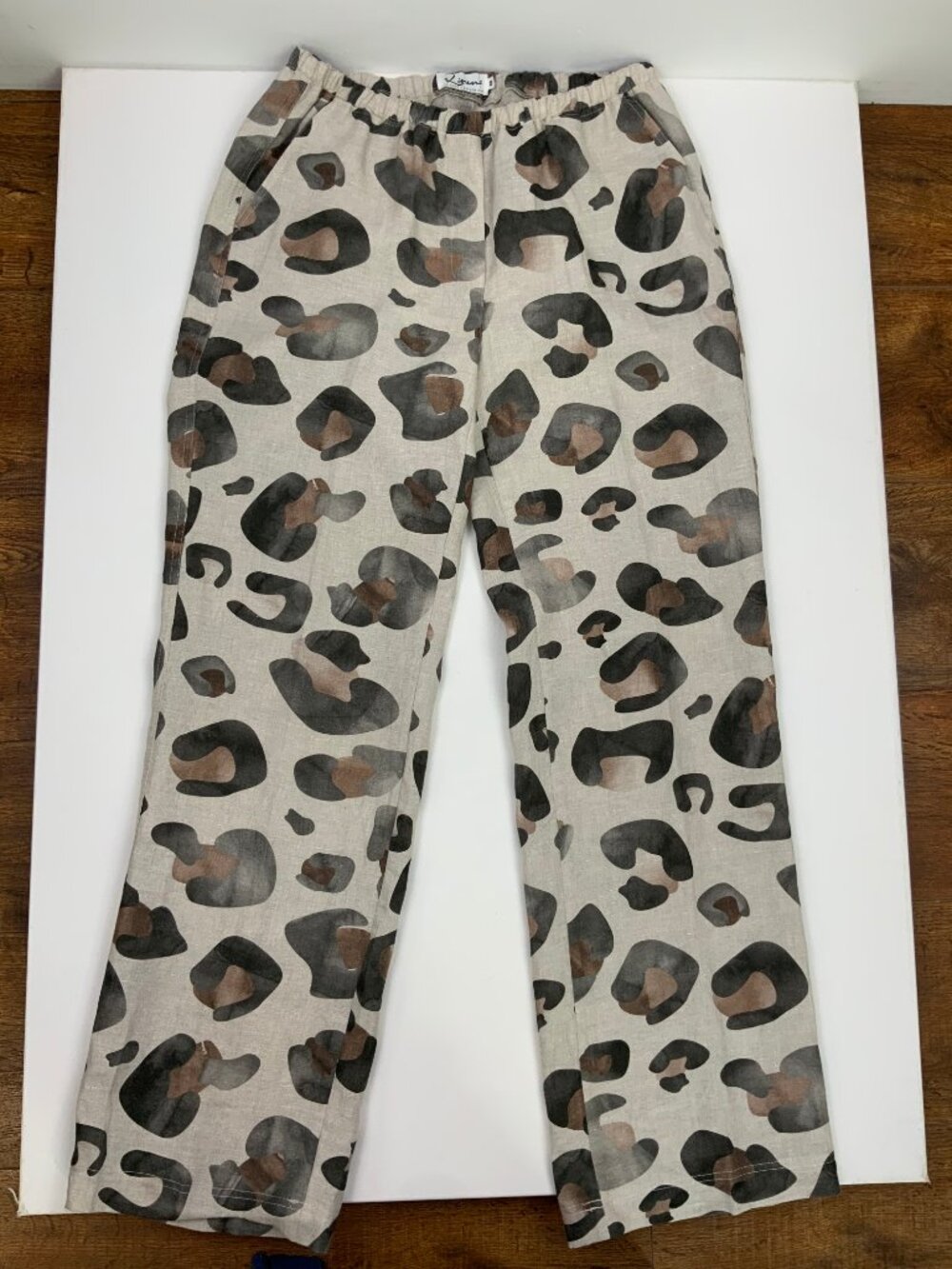 New Watercolor Leopard Print Linen Pants from iLinen Lifestyle Sz M - Picture 16 of 16